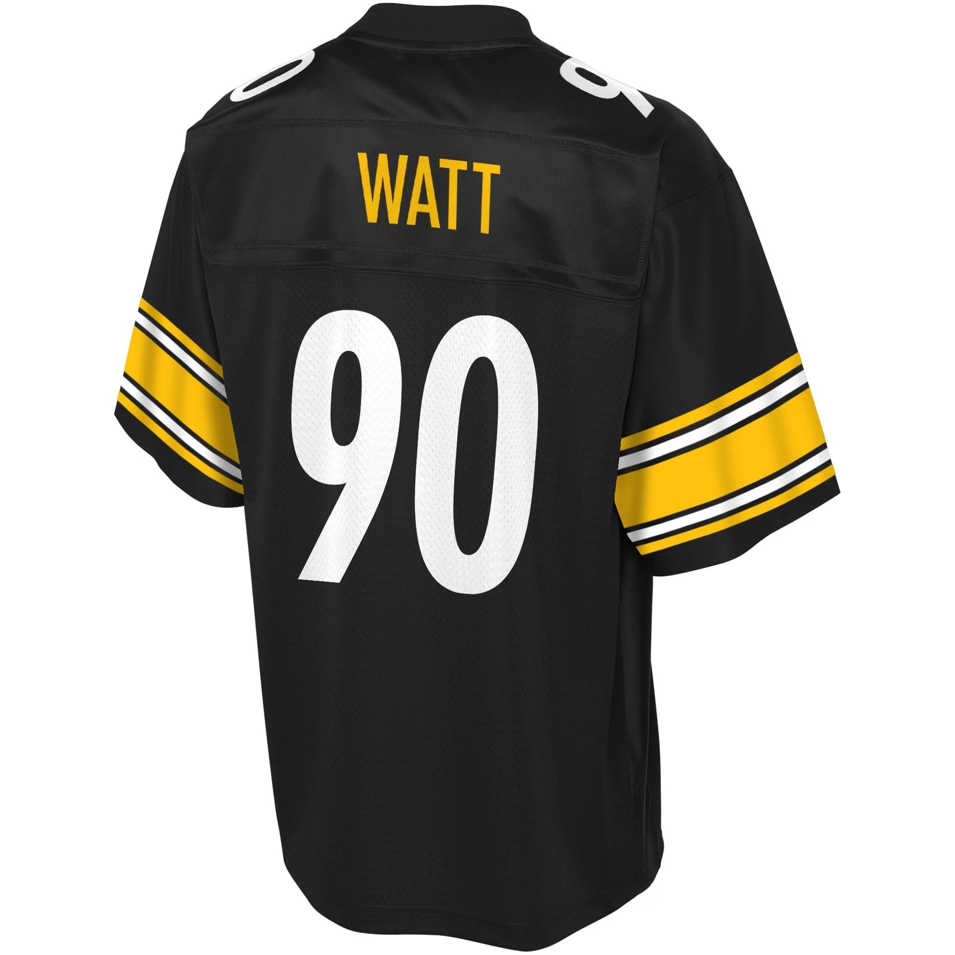 Ansoff football jersey in black with yellow and white accents, featuring a classic striped design and 3D HD print, labeled Watt 90.