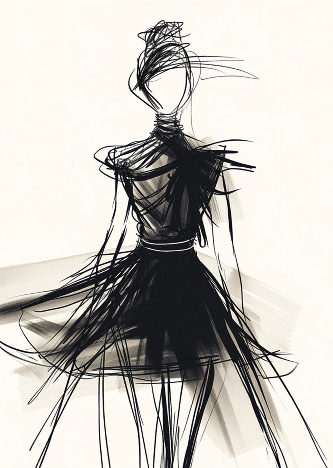 Fashion Design Sketch Abstract Woman Line Drawing Poster Print Canvas Painting Wall Art Picture for Living Room Home Decor Gift