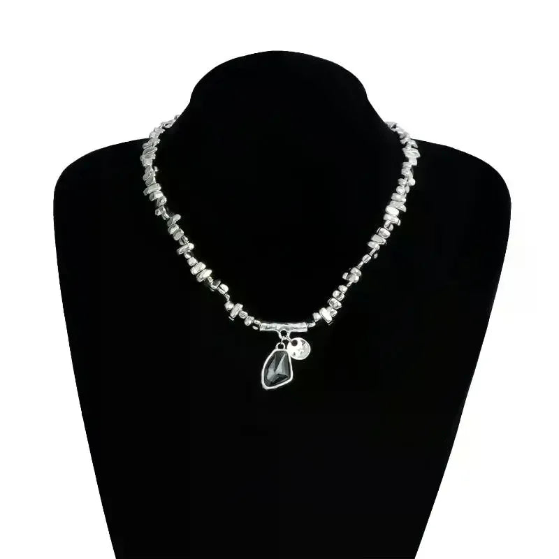 1/2Pcs Fashion Irregular Elegant Cut Crystal Pendant Set Necklace & Bracelet Sparkling Metal Jewelry Gift For Women ﻿