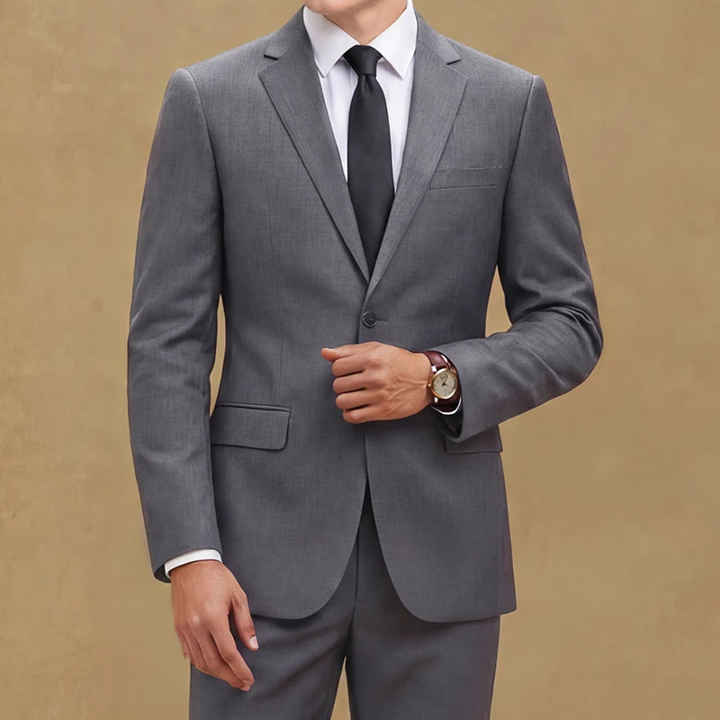 Men's spring-autumn casual and formal suit set by Ansoff, stylish two-piece suit with high-quality fabric for a handsome, fashionable look.
