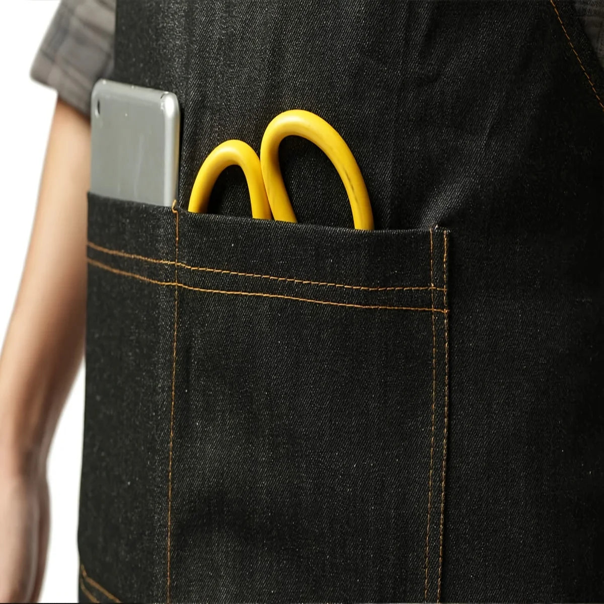 Ansoff lightweight denim jean tool apron with multiple pockets, waterproof waxed canvas, adjustable work apron for men and women.