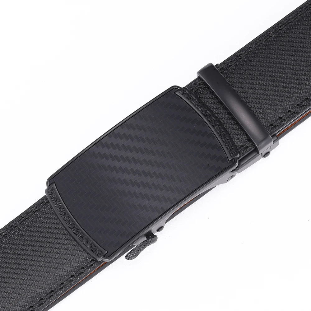 Men's genuine leather belt with alloy automatic buckle, blue color, by Ansoff, showcasing the stylish, luxury fashion belt for men.