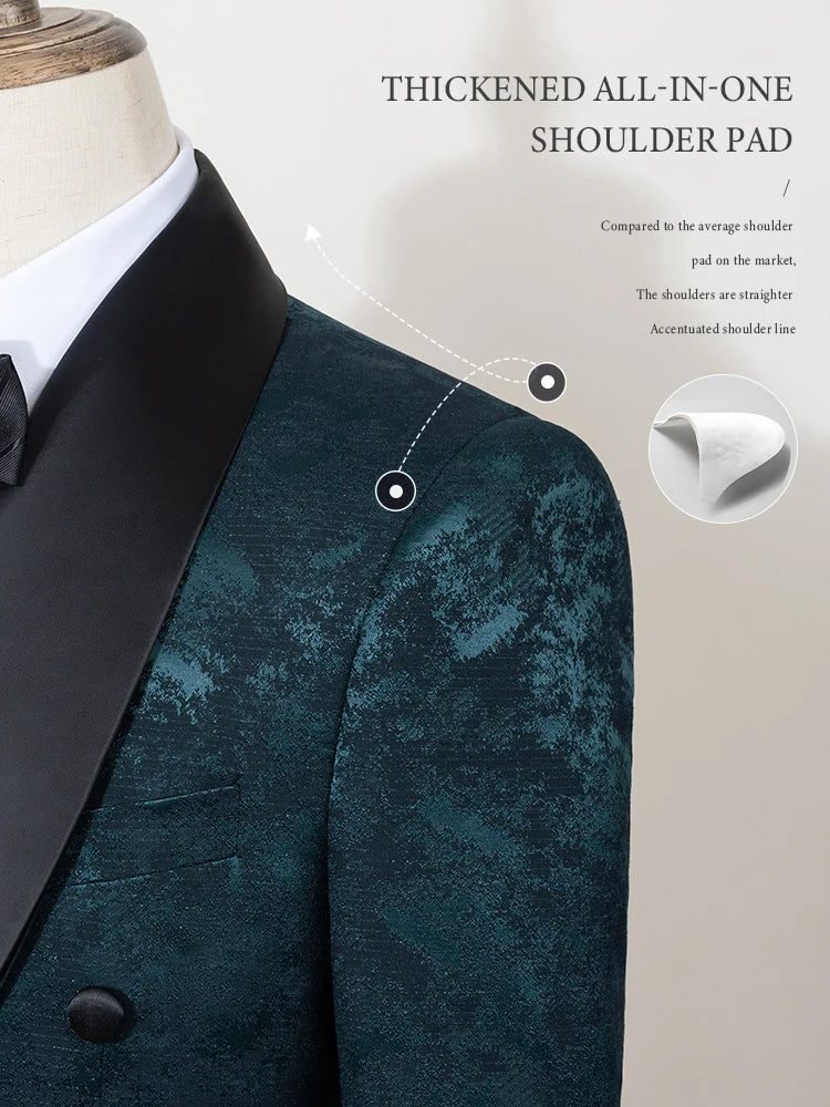 luxury 2-piece suit set men's party outfit high-end double breasted business casual suit groom's wedding dress shawl collar
