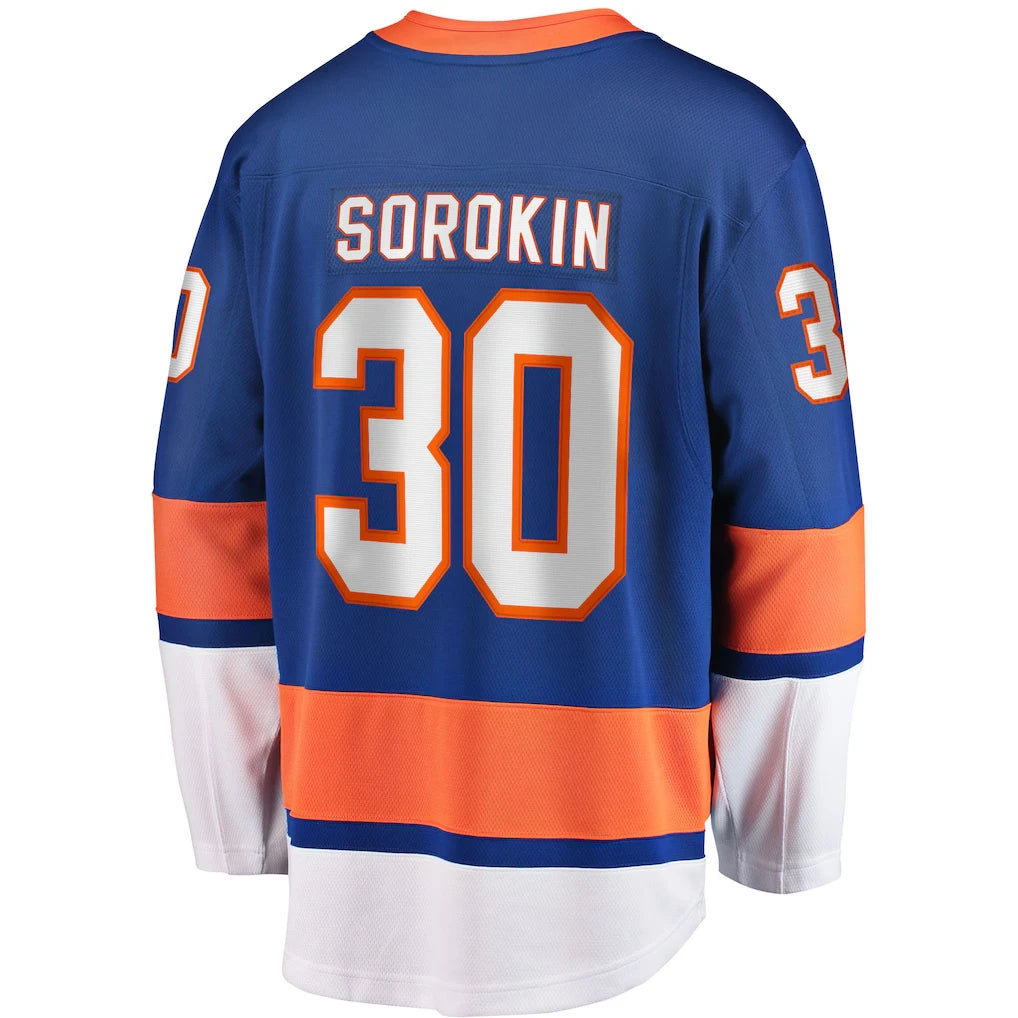 Ansoff blue, orange, and white hockey jersey with 3D HD printed graphics, authentic athletic style for fans and collectors