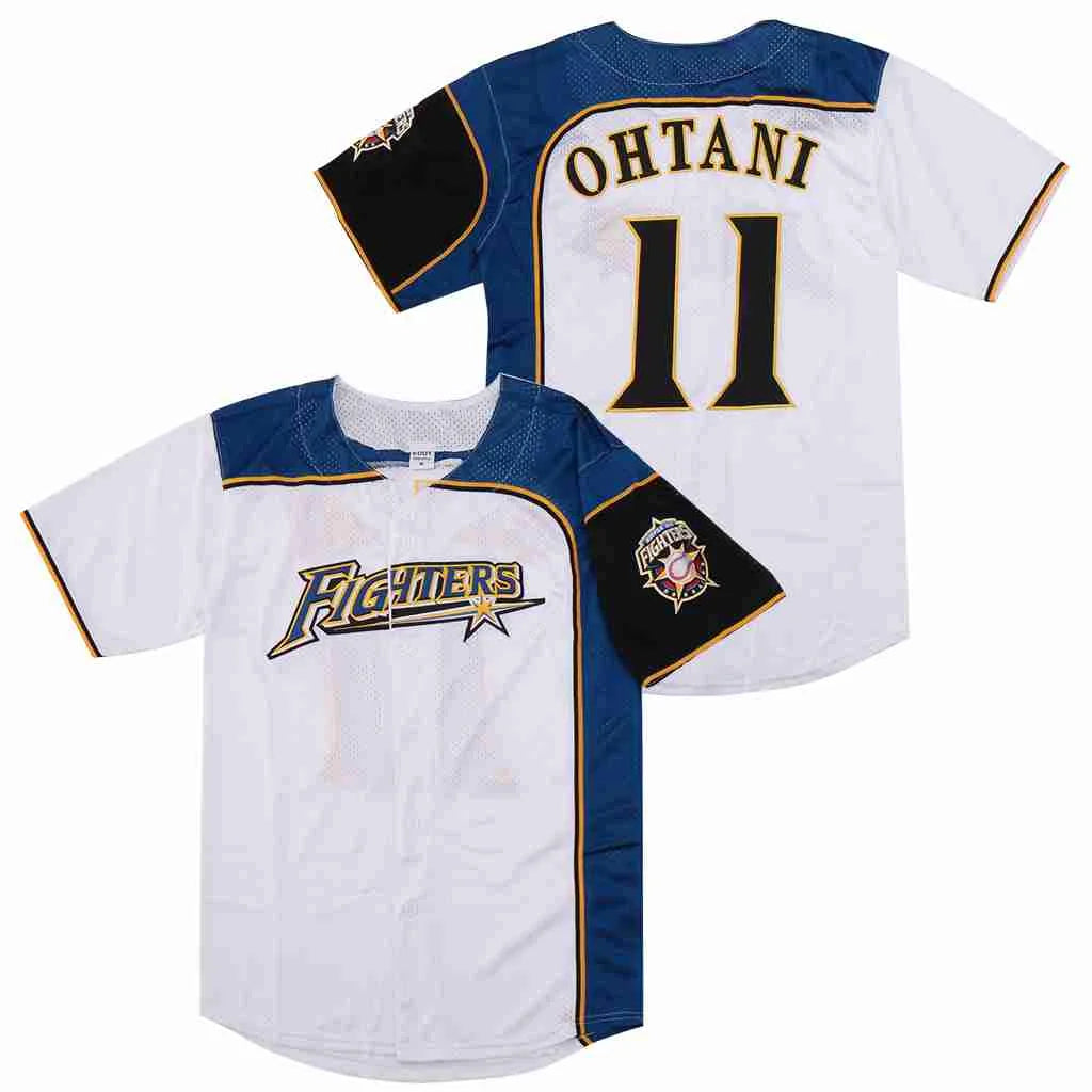 White and black 2024 Japan Ohtani baseball jersey by Ansoff with embroidery, breathable fabric, outdoor sportswear for big sizes