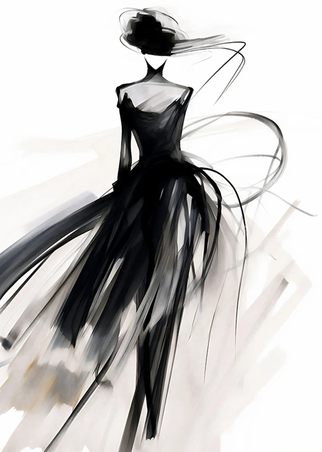 Fashion Design Sketch Abstract Woman Line Drawing Poster Print Canvas Painting Wall Art Picture for Living Room Home Decor Gift