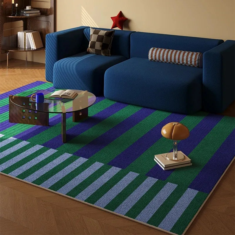 Simple Nordic Style Living Room Carpet, Anti-slip Floor Mat for Study and Bedroom Machine-washable Soft and Easy To Clean Rug