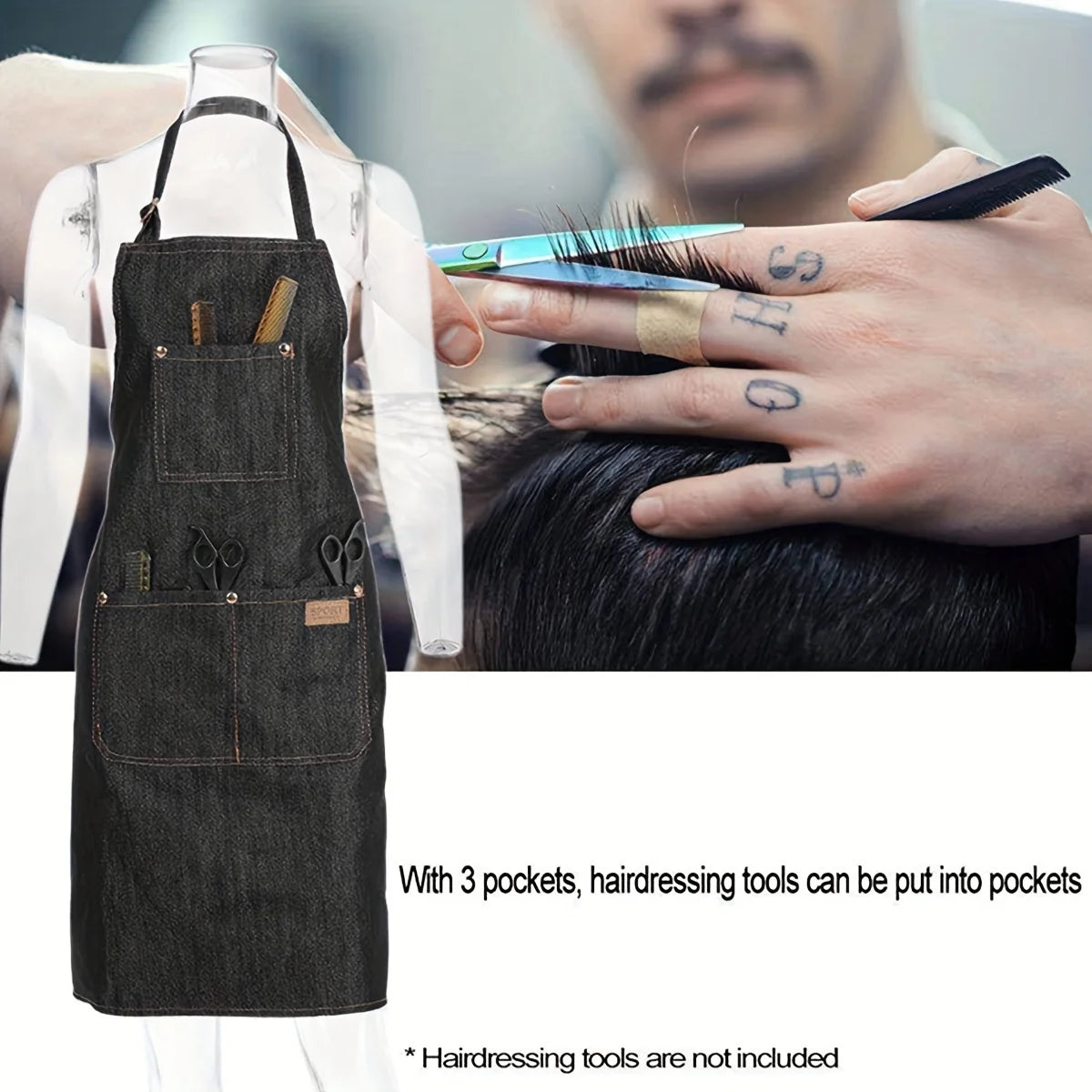 Ansoff lightweight denim jean tool apron with multiple pockets, waterproof waxed canvas, adjustable work apron for men and women.