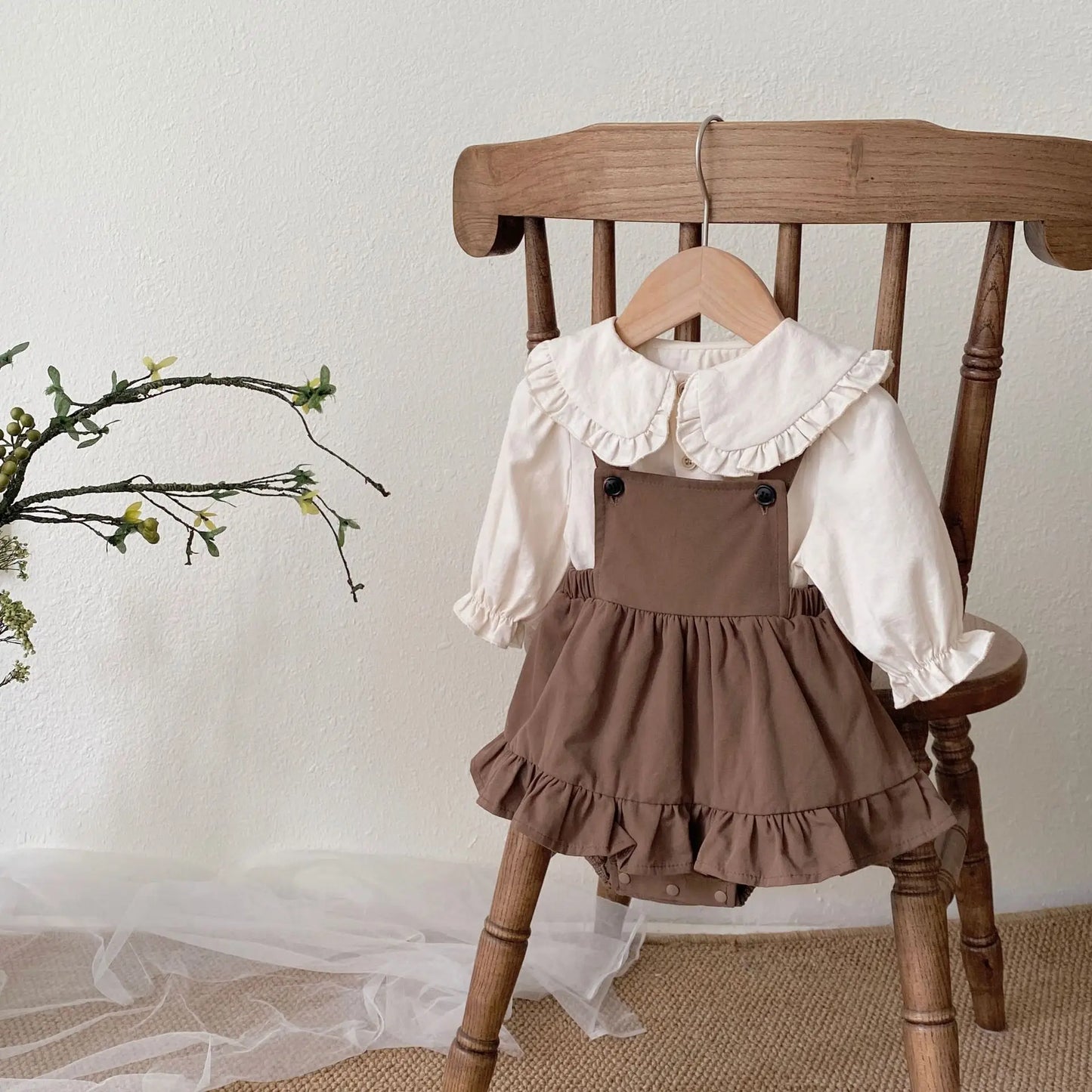 Baby Brother And Sister Clothes 2025 Autumn Korean Infant Girl Blouses+Romper Dress 2Pcs Sets Toddler Boy Shirt Overalls Outfits