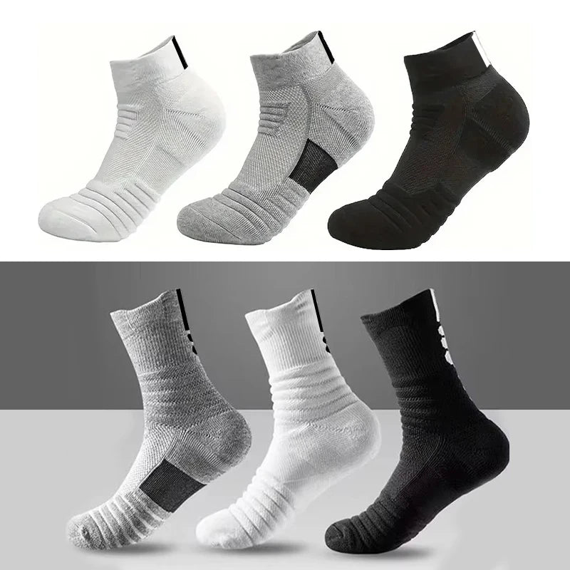 Ansoff men's anti-slip football socks, breathable cotton sport socks, short and long tube, suitable for soccer and basketball, size 39-45.