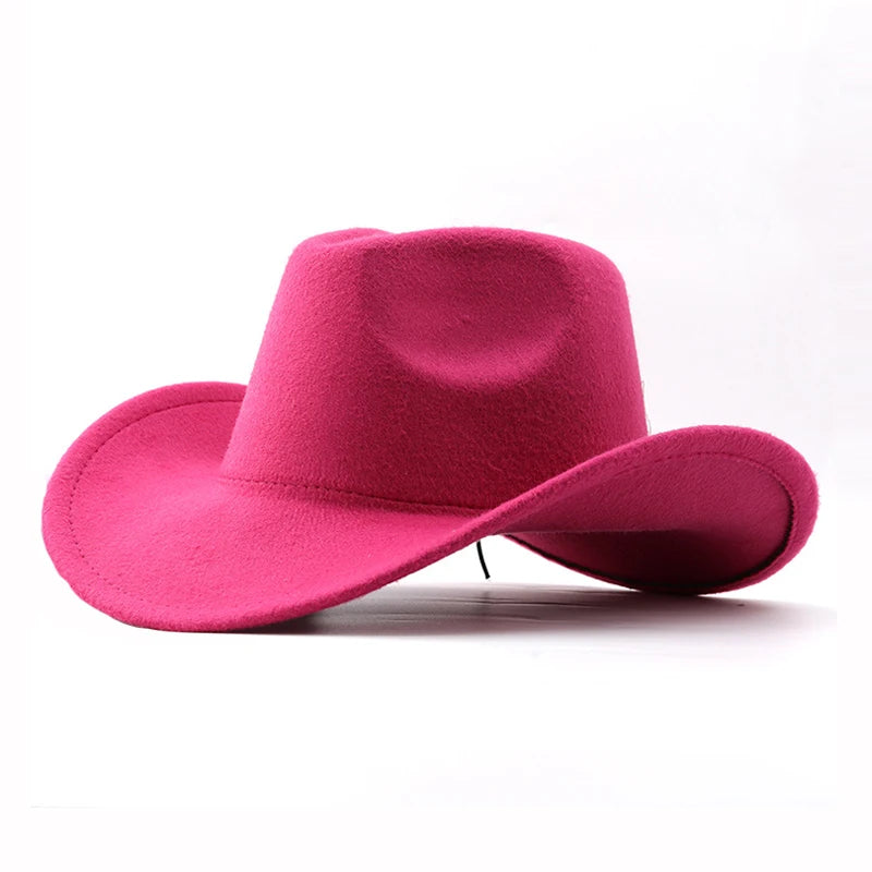 Unisex vintage Western cowboy hat with roll brim in felt, suitable for Western parties and jazz events by Ansoff