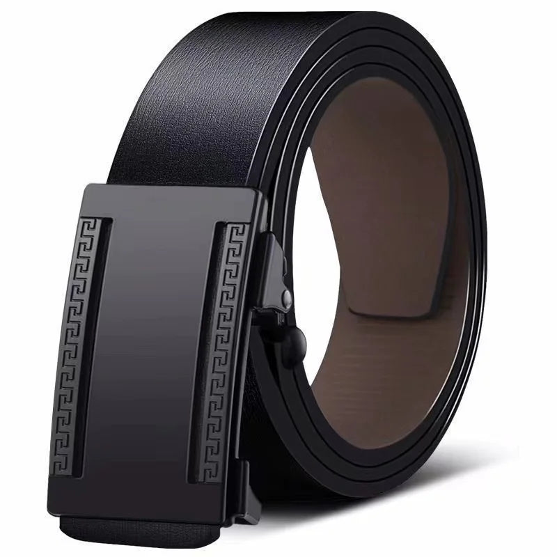 Ansoff men's genuine leather belt with automatic metal buckle, luxury strap for formal and casual wear
