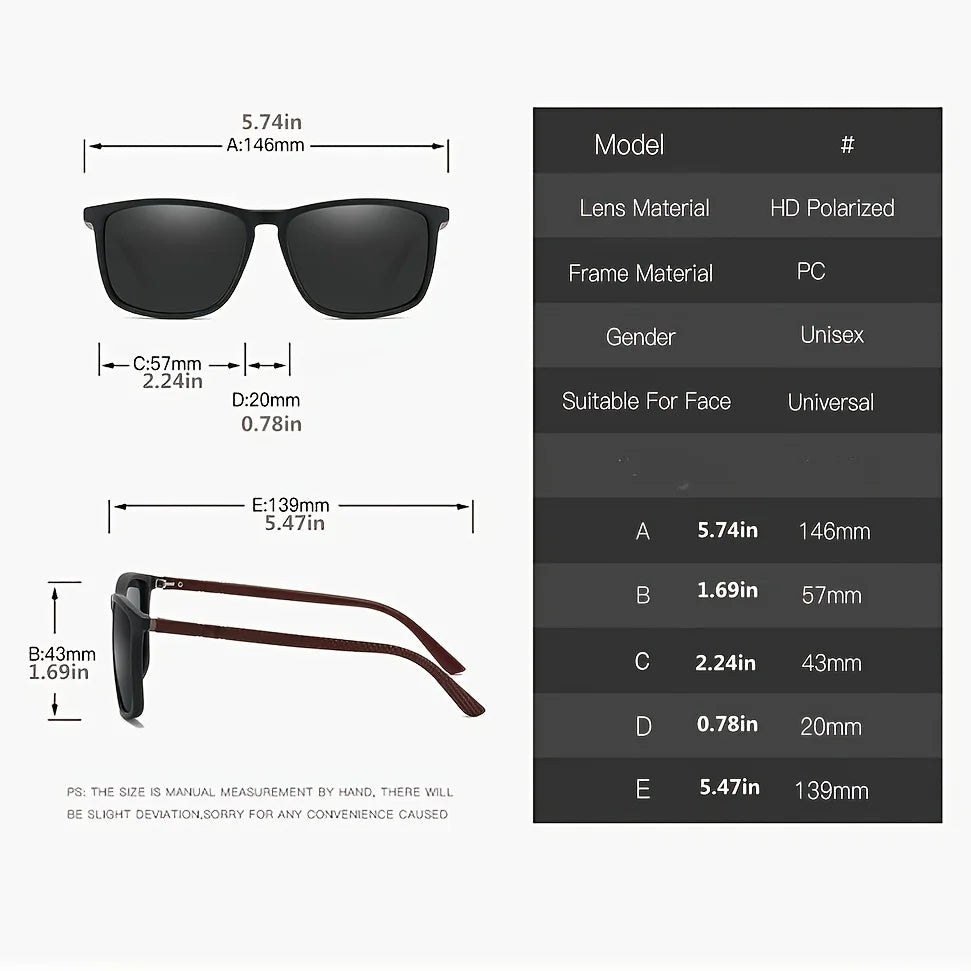 Sports Sunglasses for Men Polarized Comfortable Wear Square Sun Glasses Male Light Weight Eyewear Accessory with Origina UV400 - Acros