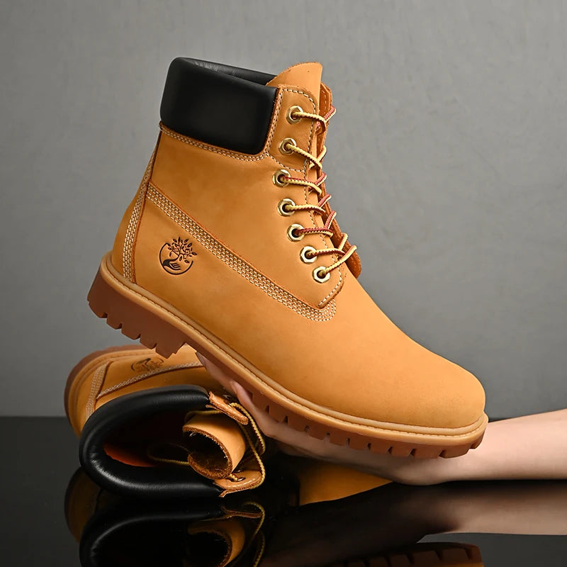 Ansoff men's high top walking shoes featuring a velvet exterior, anti-slip soles, lace-up design, ideal for outdoor sports and winter.