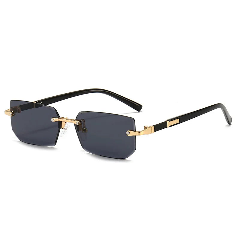 Rimless Sunglasses Rectangle Fashion Popular Women Men Shades Small Square Sun Glasses For Female Male Summer Traveling Oculos - Acros