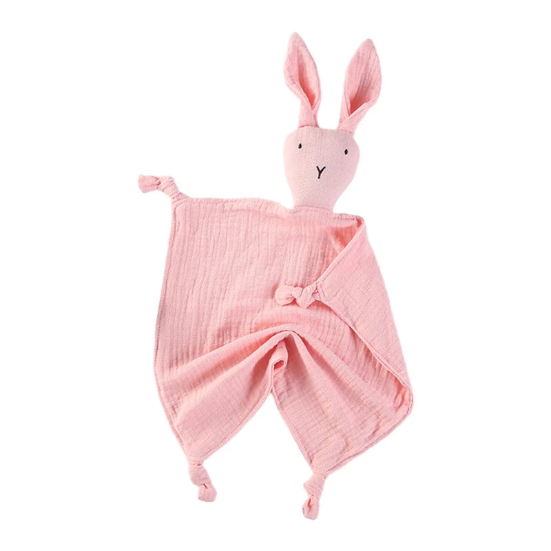 Soft gauze baby soothe blanket and bibs with rabbit design from Ansoff, ideal for cuddling, teething, and comfort during sleep.