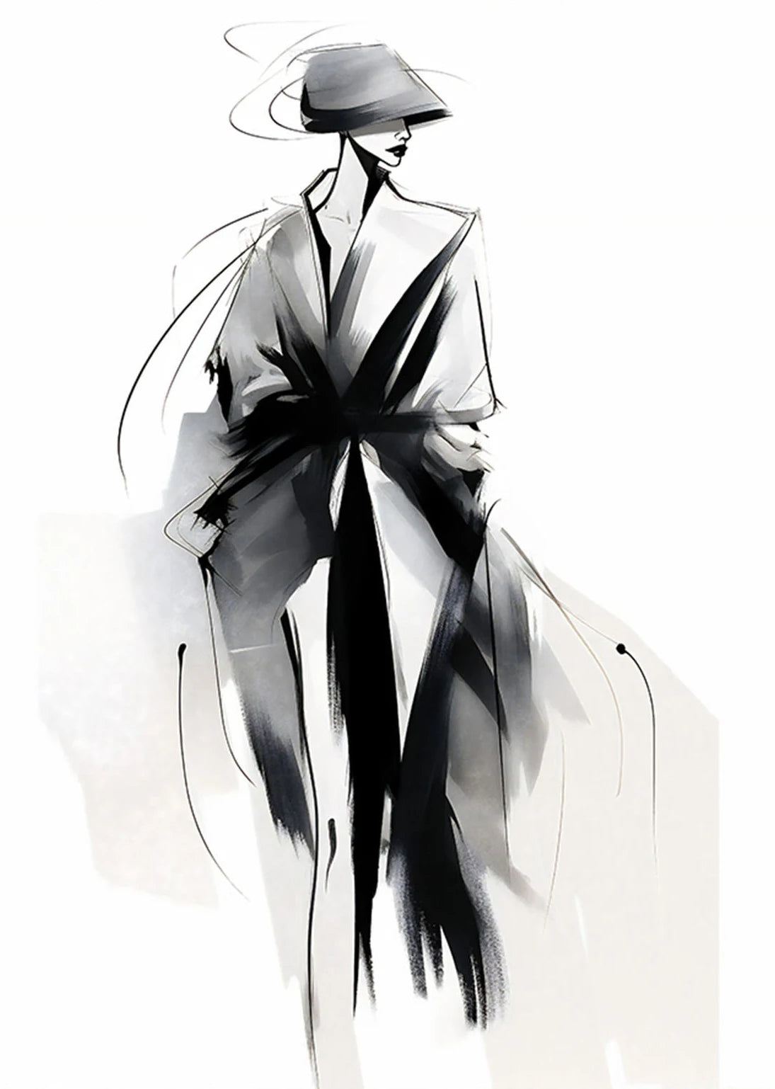 Fashion Design Sketch Abstract Woman Line Drawing Poster Print Canvas Painting Wall Art Picture for Living Room Home Decor Gift