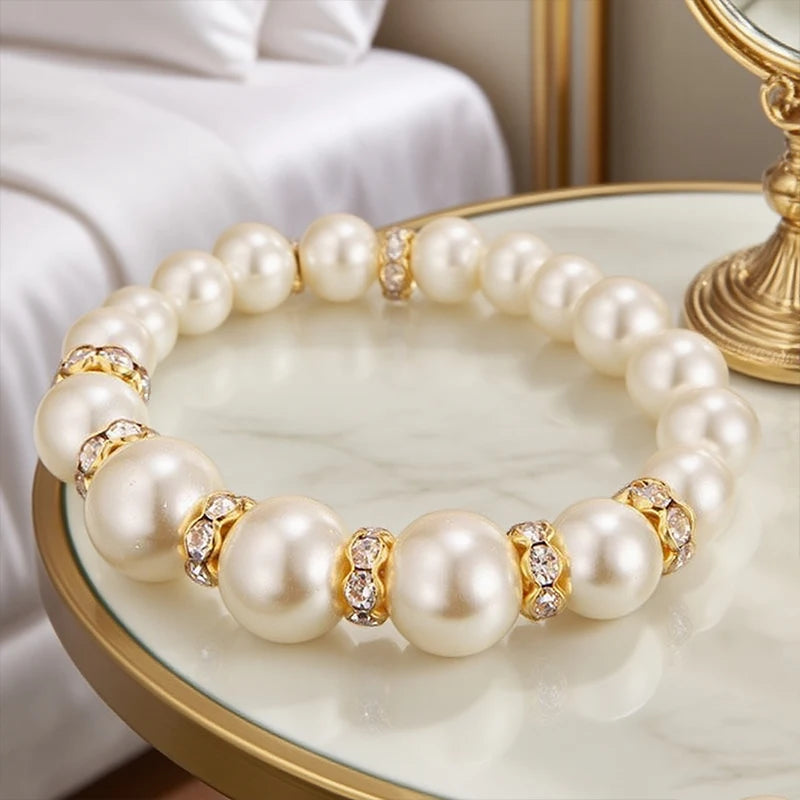 High Quality Luxury Elegant Simulated Pearl Necklace Earrings Bracelet Sets Women Bridal Banquet Wedding Fashion Jewelry Gifts