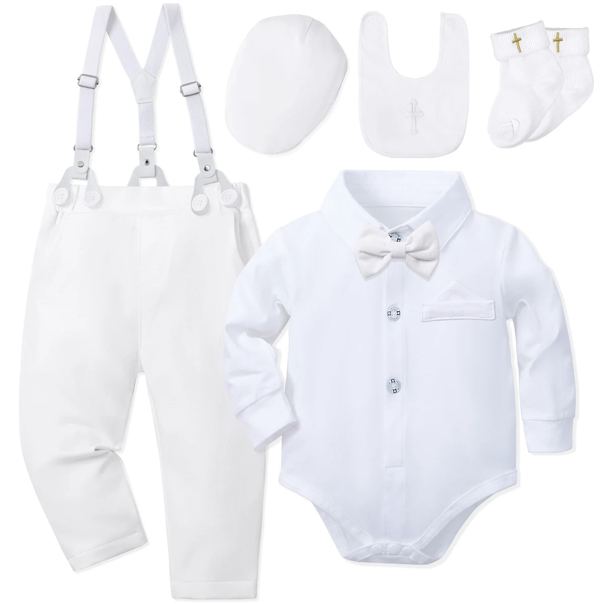 Baby Boys Baptism Outfits Infant Christening Church Blessing Suit Newborn Easter Birthday Party Girft White Clothes Set