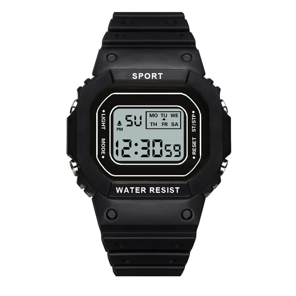 YIKAZE Sports Watch Boys Girls Student LED Electronic Watch Colorful Men Women Square Digital Watches Waterproof Rubber Clock - Acros