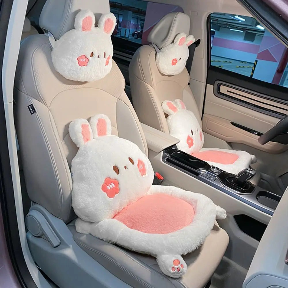 Creative Cartoon Rabbit Panda Auto Car Seat Head Neck Rest Cushion Headrest Pillow Plush Pad Car Safety Decorative Car Pillow
