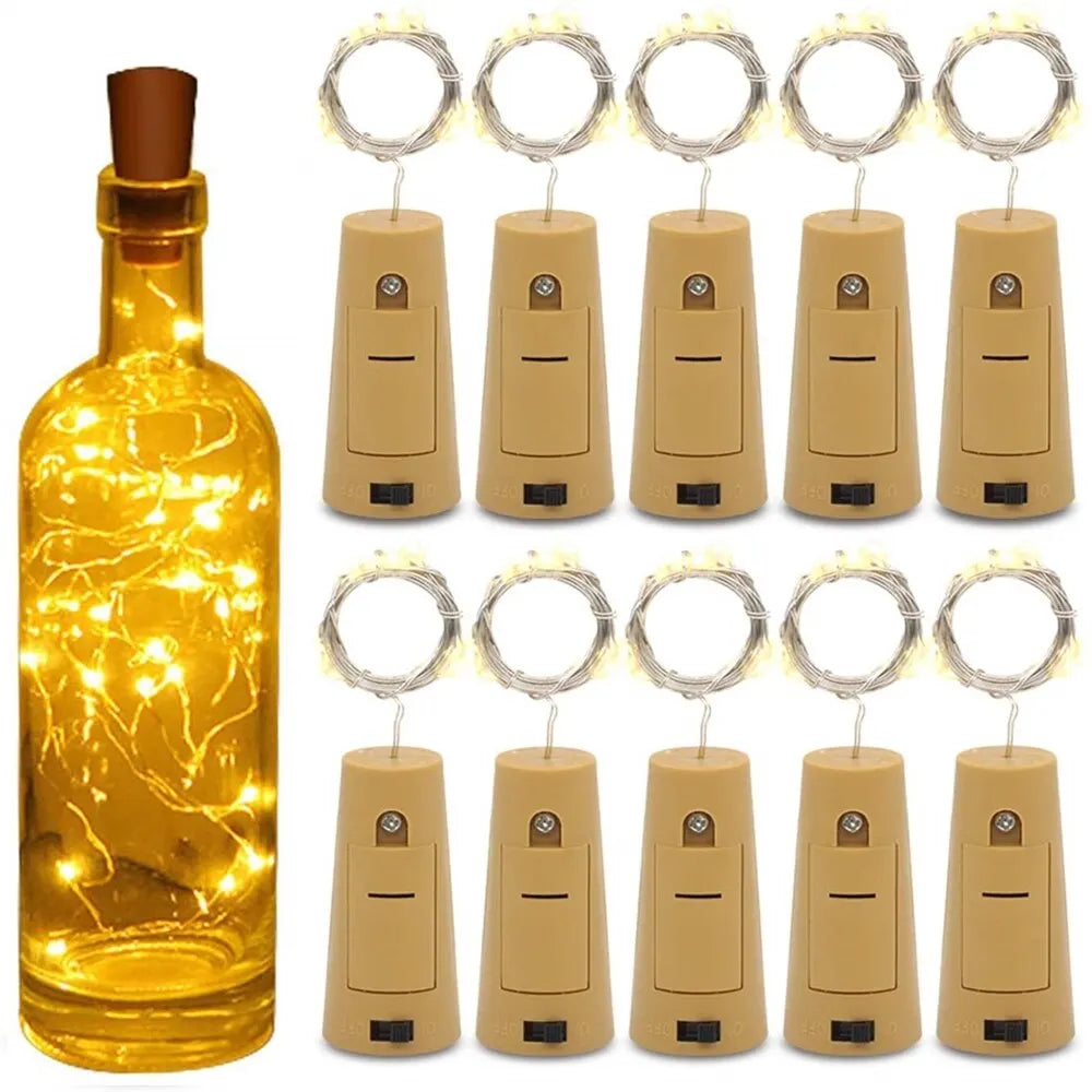 Bar LED Wine Bottle Cork 2M String Lights Christmas Decoration Led Lamp Bottle Fairy Lights Holiday Copper Wire Lights String - Acros