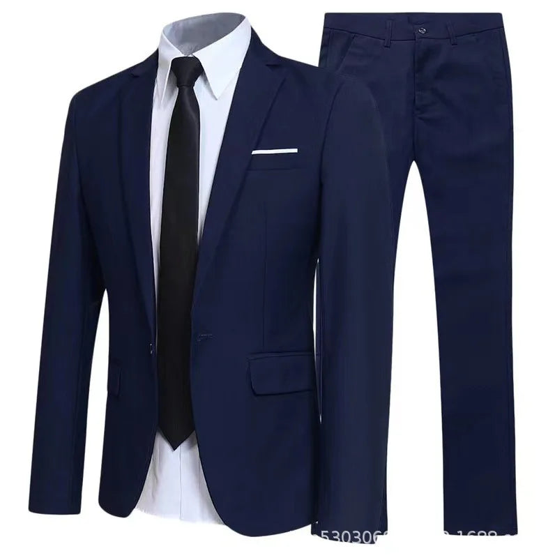 Ansoff men's suit set featuring a casual blazer and matching trousers, perfect for business, weddings, or formal events.