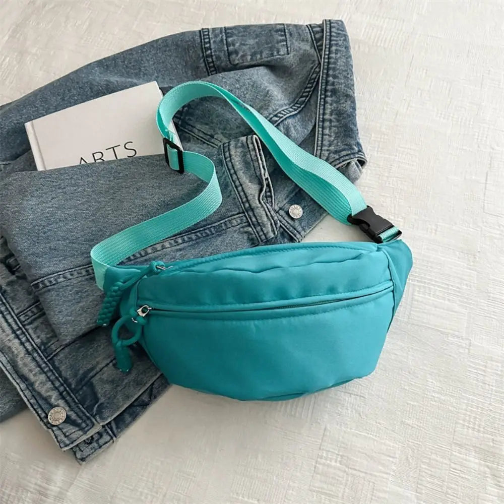 Ansoff large capacity nylon crossbody handbag with belt pouch, casual solid color hip bag, suitable for travel and everyday use