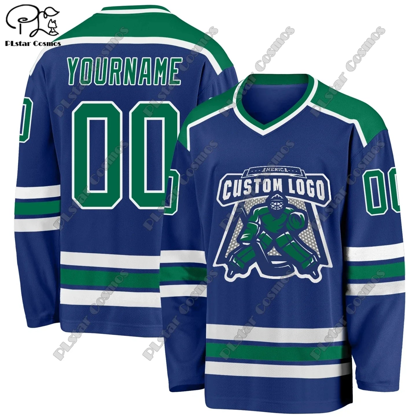 Colorful Ansoff hockey jersey with V-neck, long sleeves, 3D printed design, personalized casual sweatshirt, team gift.