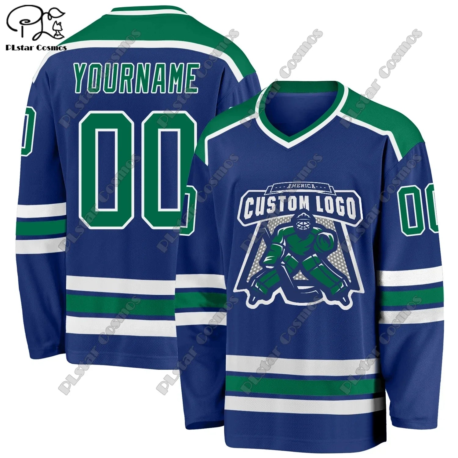 Colorful Ansoff hockey jersey with V-neck, long sleeves, 3D printed design, personalized casual sweatshirt, team gift.
