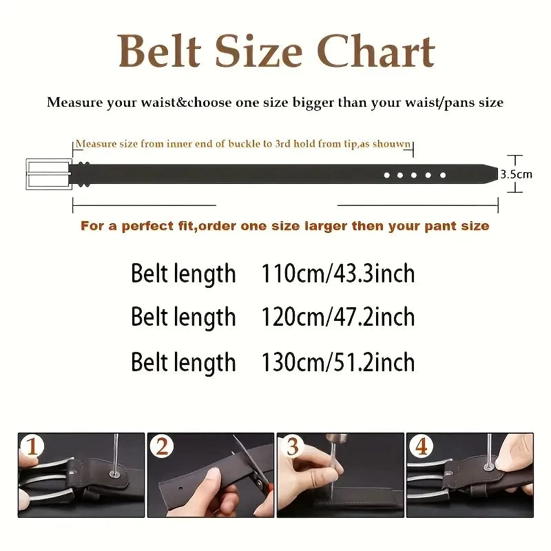 Luxury Men's PU Leather Belt with Metal Pin Buckle High-Quality Designer Waist Strap for Jeans plus Size
