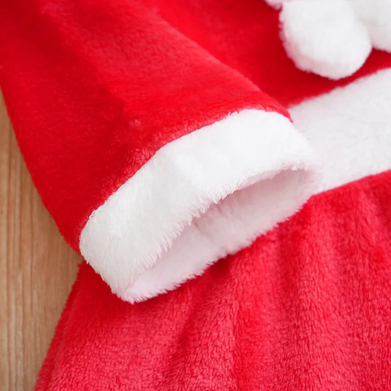 Christmas Newborn Clothes Cute Bow Flannel Comfortable And Soft 0-18 Girls Autumn And Winter Long Sleeved Baby Skirt+Hat
