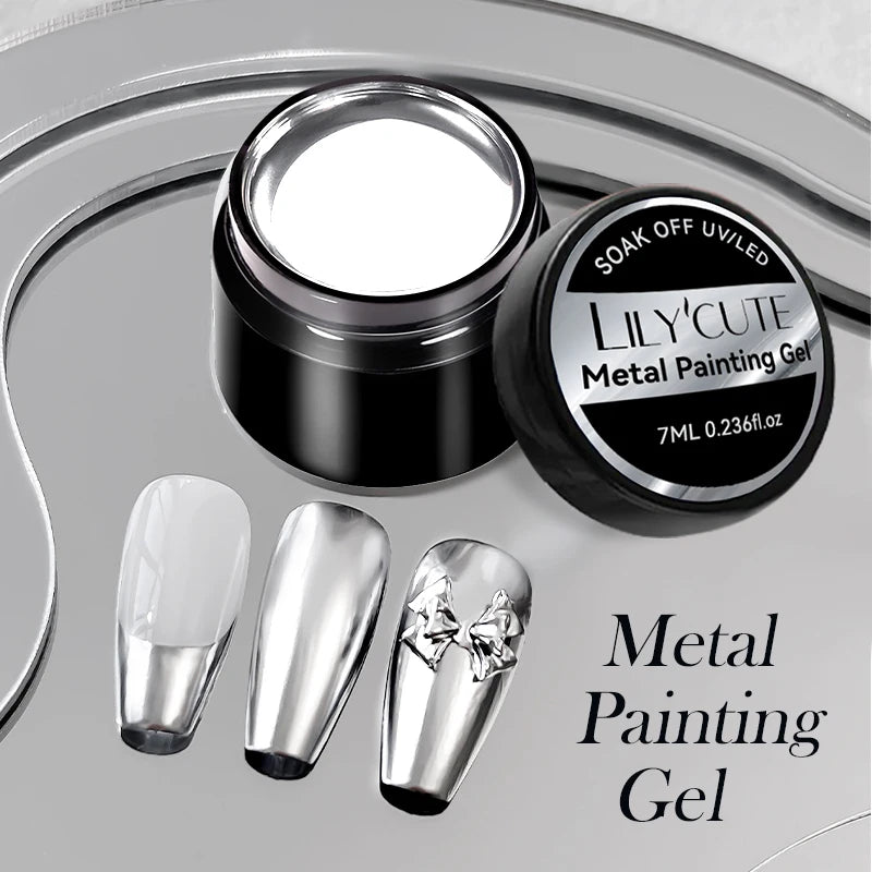 LILYCUTE 5ML Champagne Gold Reflective Glitter Liner Gel Nail Polish Bright Sparkling French Semi Permanent Nail Painting UV Gel