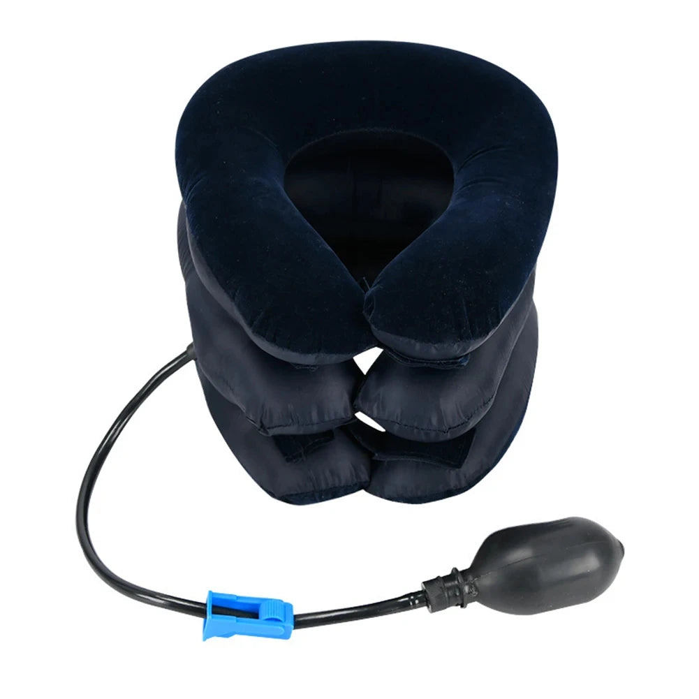 Ansoff inflatable neck stretcher support with three tubes for cervical traction, stress relief, and relaxation for men and women.