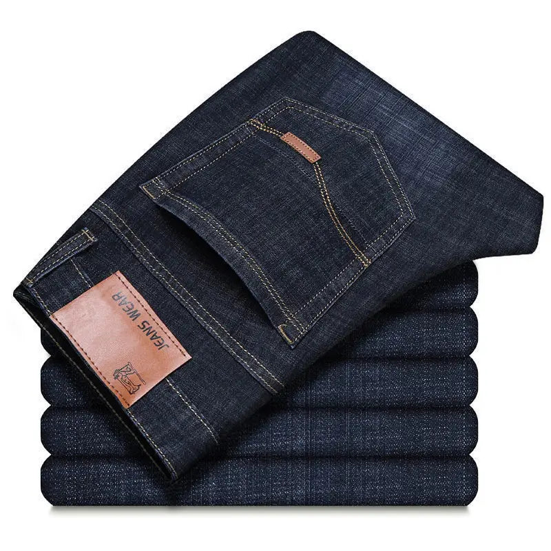 2025New JEAN Business Men's Jeans Casual Straight Fashion Classic Blue Black Work Denim Trousers Male Brand Clothing