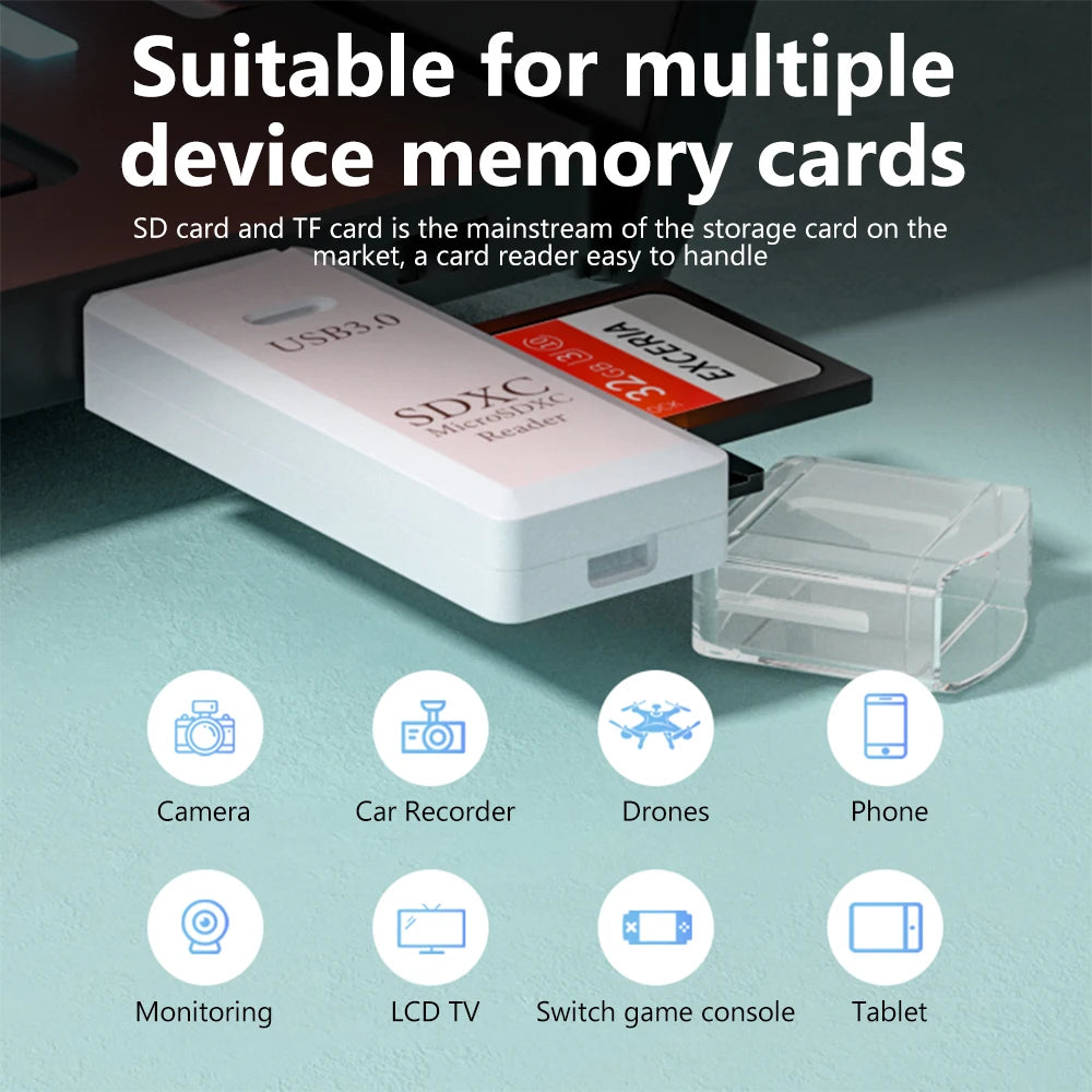 2 in 1 USB 3.0 Card Reader Micro TF sd card Reader usb adapter High Speed Cardreader TF Memory card For PC Laptop Accessories - Acros