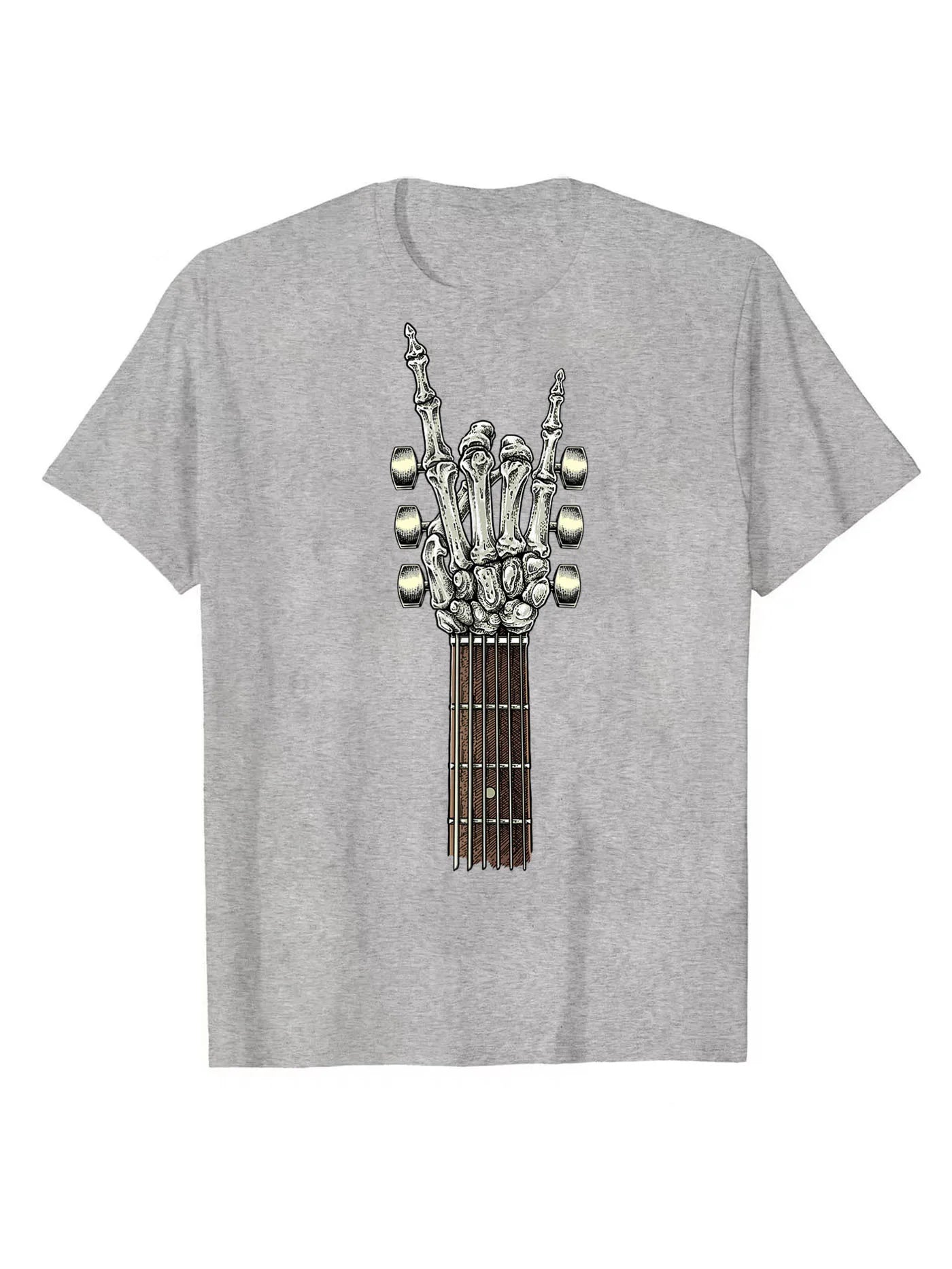 Men's casual short-sleeved T-shirt by Ansoff featuring a rock guitar print, perfect for summer, spring, or autumn wear.