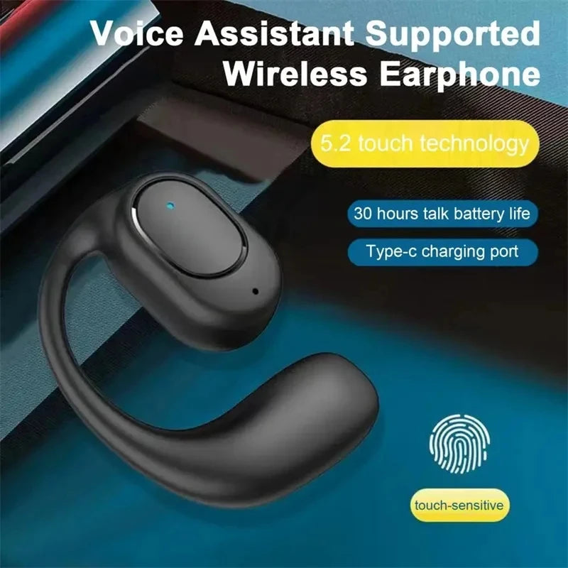 Ansoff wireless Bluetooth headphones with microphone, bone conduction design, noise-canceling earphones for driving and handsfree use.