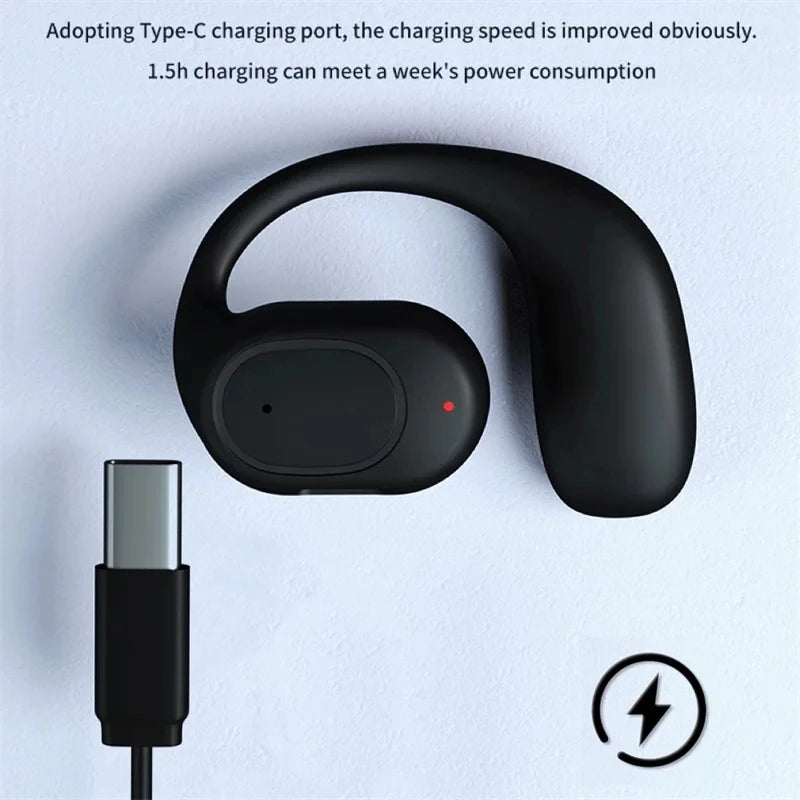 Ansoff wireless Bluetooth headphones with microphone, bone conduction design, noise canceling earphones for driving and handsfree use.