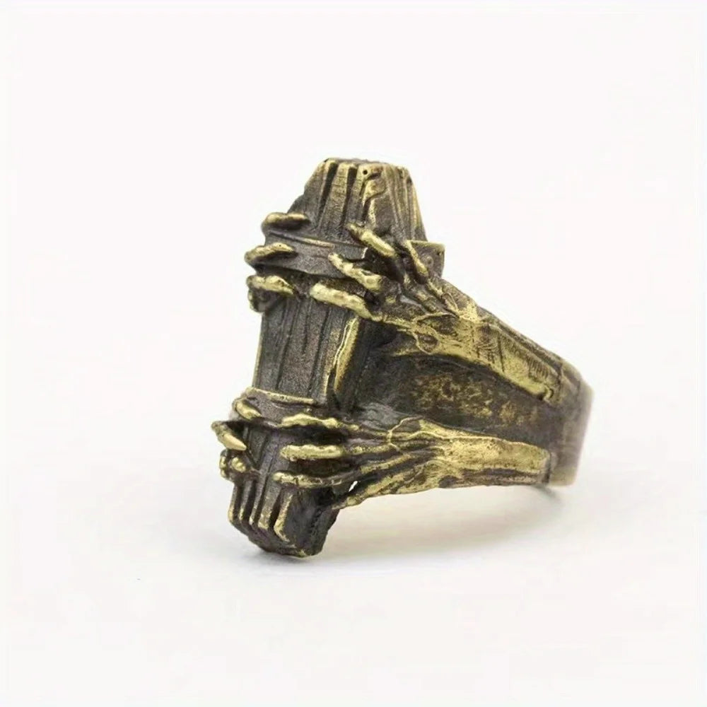 2024 Unique Punk Fashion Personality Retro Style Three-dimensional Ring European Pattern Artificial Ring Jewelry Wholesale