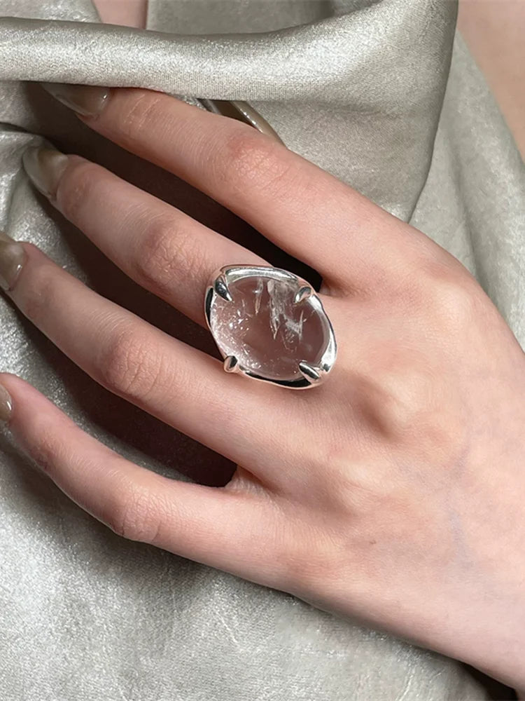 XIYANIK Geometric Transparent Crystal Adjustable Open Rings For Women Korean Fashion New Jewelry Gift Party Wholesale anillos