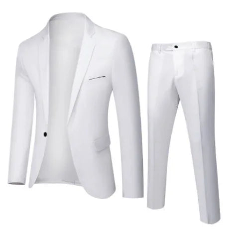 Ansoff men's slim fit suit set with blazer jacket and pants, perfect for parties, weddings, and formal occasions in solid color.