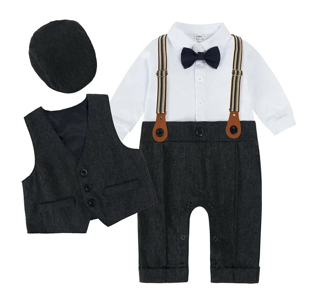 England Style Baby Boy Clothes Cotton Long Sleeve Children's Top and Bottom Hat Vest 4 Pcs Autumn Children's Clothing 1-3 Years