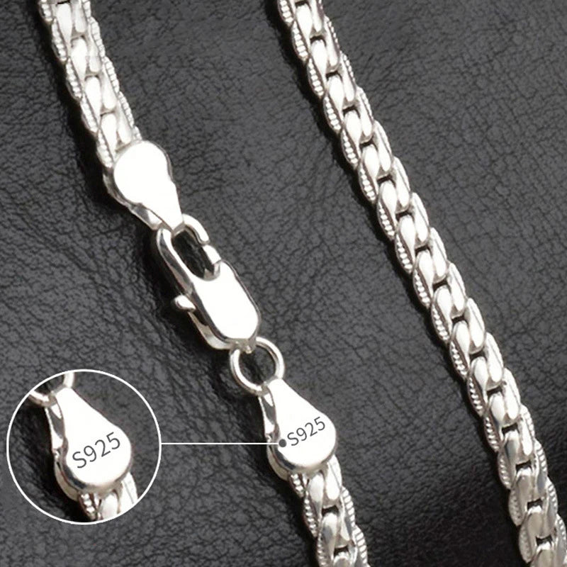 18K Gold/Silver Color 6mm Full Sideways Necklace 8/18/20/24 Inch Chain For Woman Men Fashion Wedding Engagement Jewelry - Acros