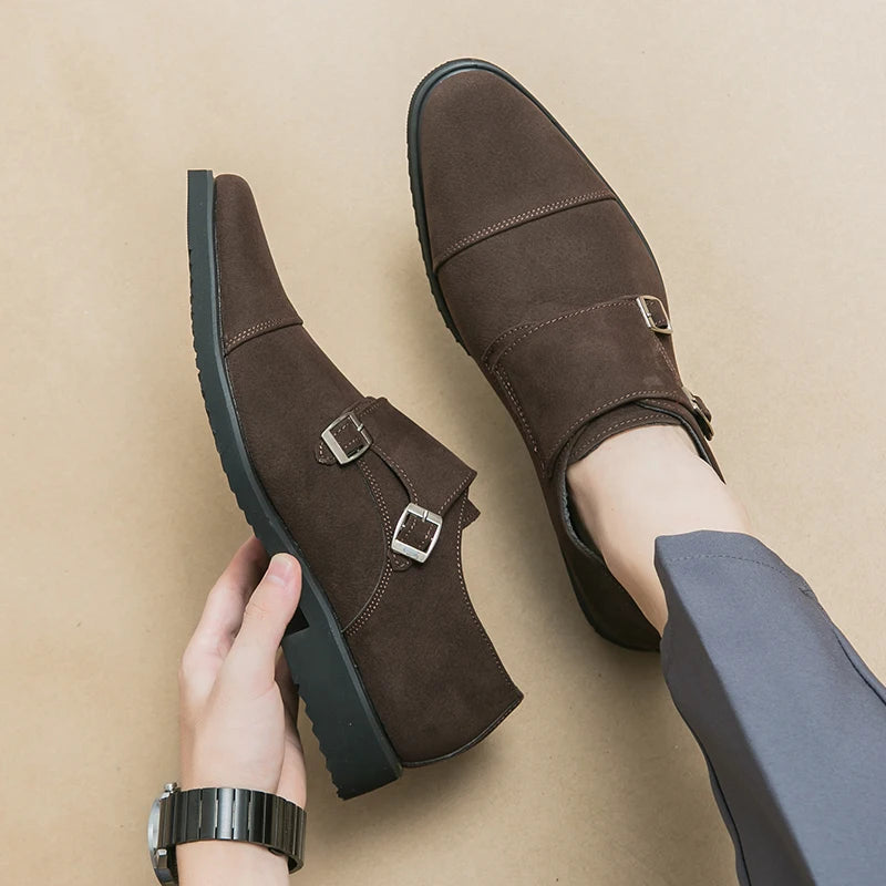 Hot Selling Men's Suede Shoes Europe America Anti-skid Flat Shoes Fashionable Loafers Men's Work Shoes Soft Soled Dress Shoes - Acros