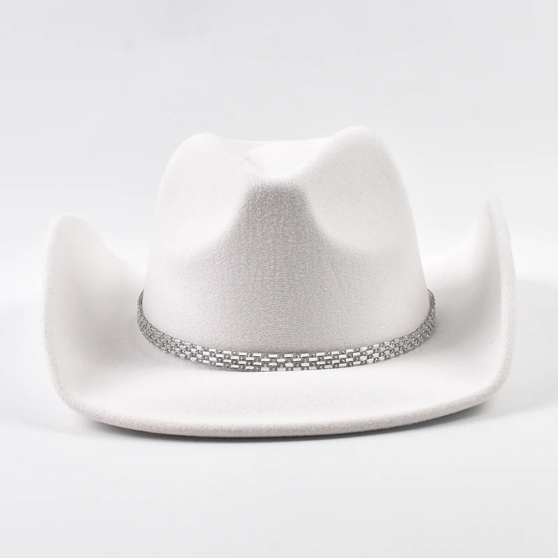 Women’s Western cowboy hat with wide brim, rhinestone star decoration, perfect for wedding, dance, or costume events by Ansoff