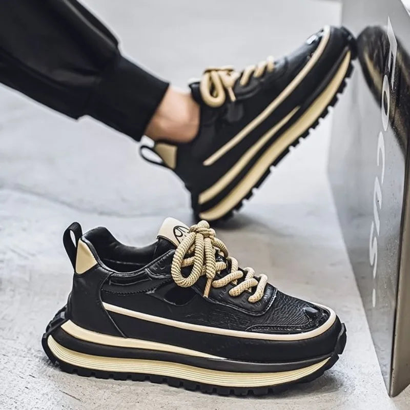 Men's trendy thick-soled breathable sneakers by Ansoff featuring soft soles, casual sports style, high-quality fashion men's shoes.