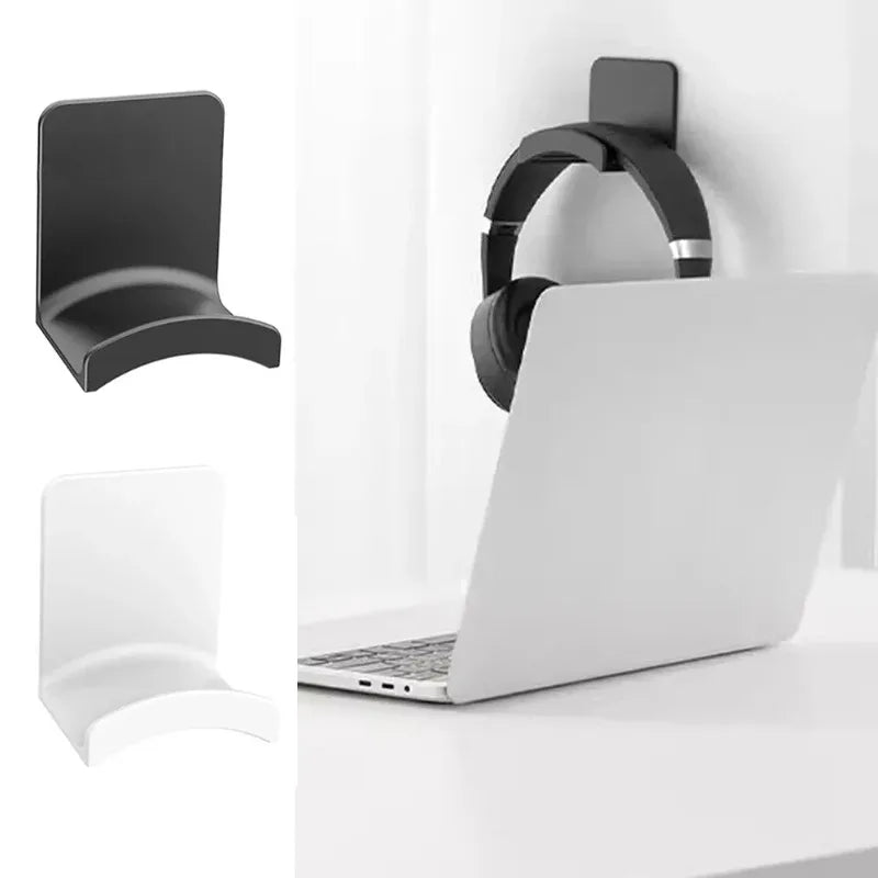 Ansoff universal headphone stand wall mount holder, adhesive plastic headset hanger supporting gaming earphones under desk.
