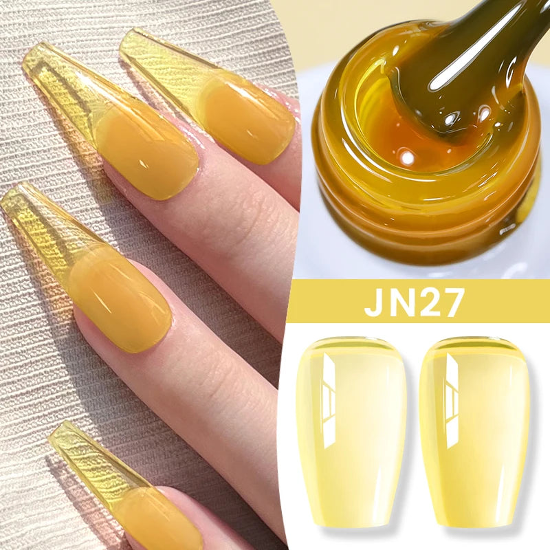 BORN PRETTY Jelly Nude Gel Nail Polish 10ml Light Pink Peach Translucent Color UV Light Cure Gel Varnish Nail Art DIY at Home - Acros