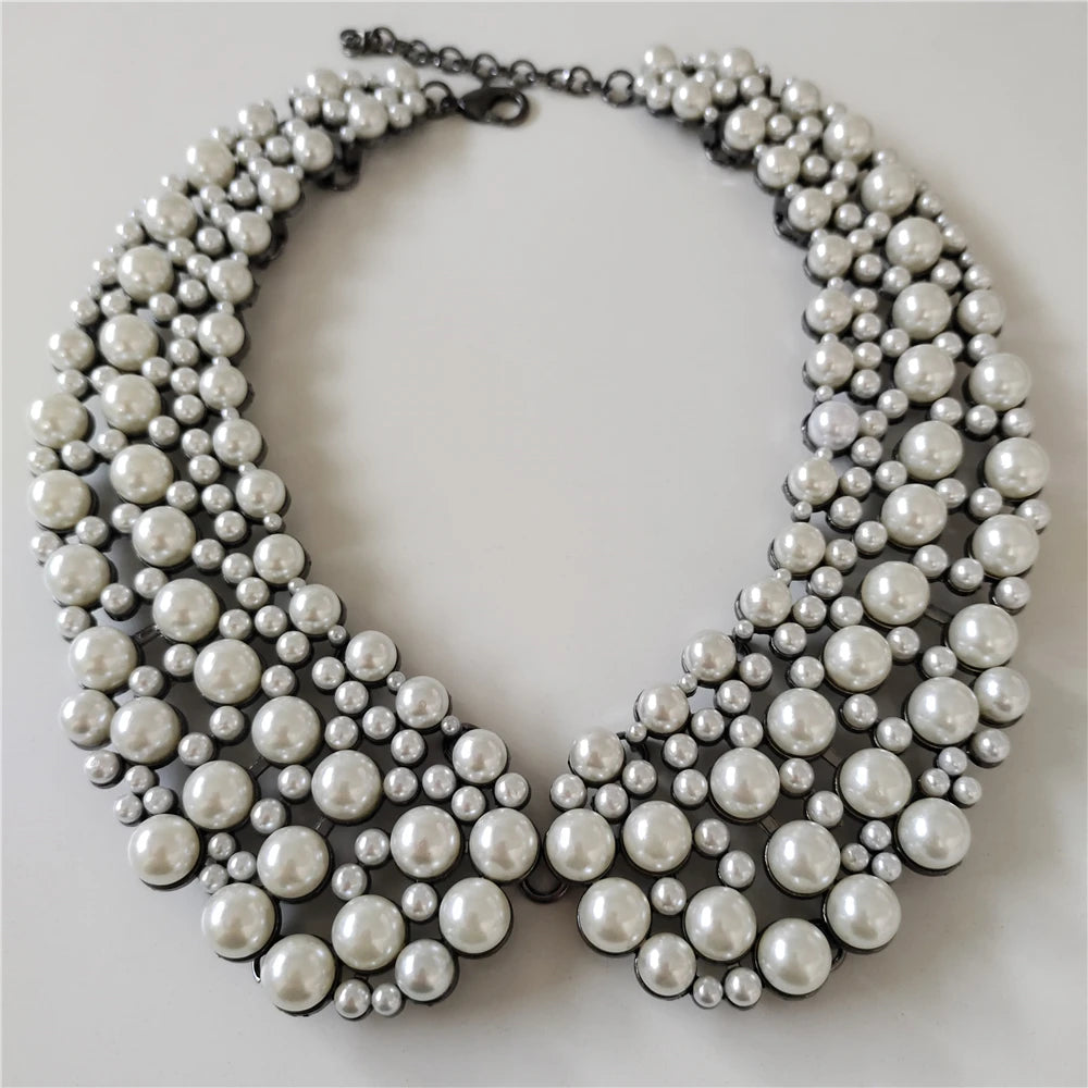2026 New Multilayer Imitation Pearls Large Collar Choker Necklace Earrings Women Jewelry Sets Indian Statement Crystal Necklace
